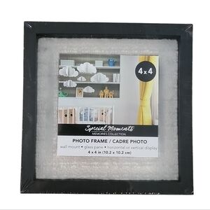 Special Moments photo frame 4" X 4" wall mount glass pane black frame NWT!
